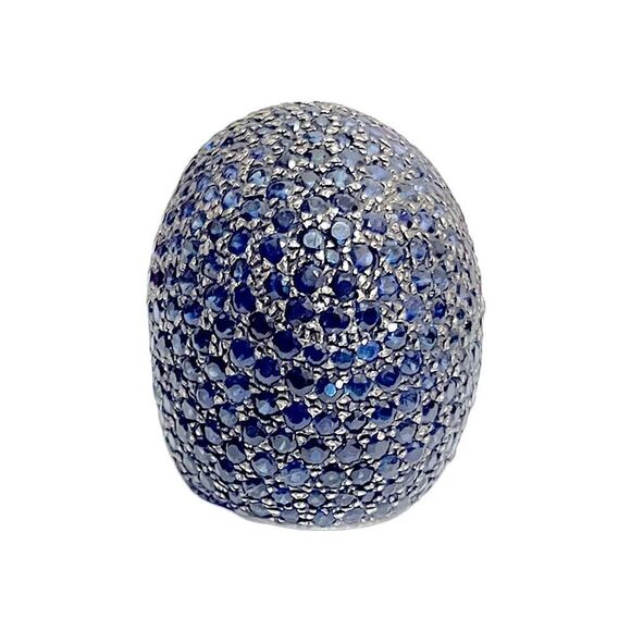 ❤️SOLD❤️BLUE Crystal Cocktail/ Statement Ring |12K Gold Band| - Picture 11 of 13